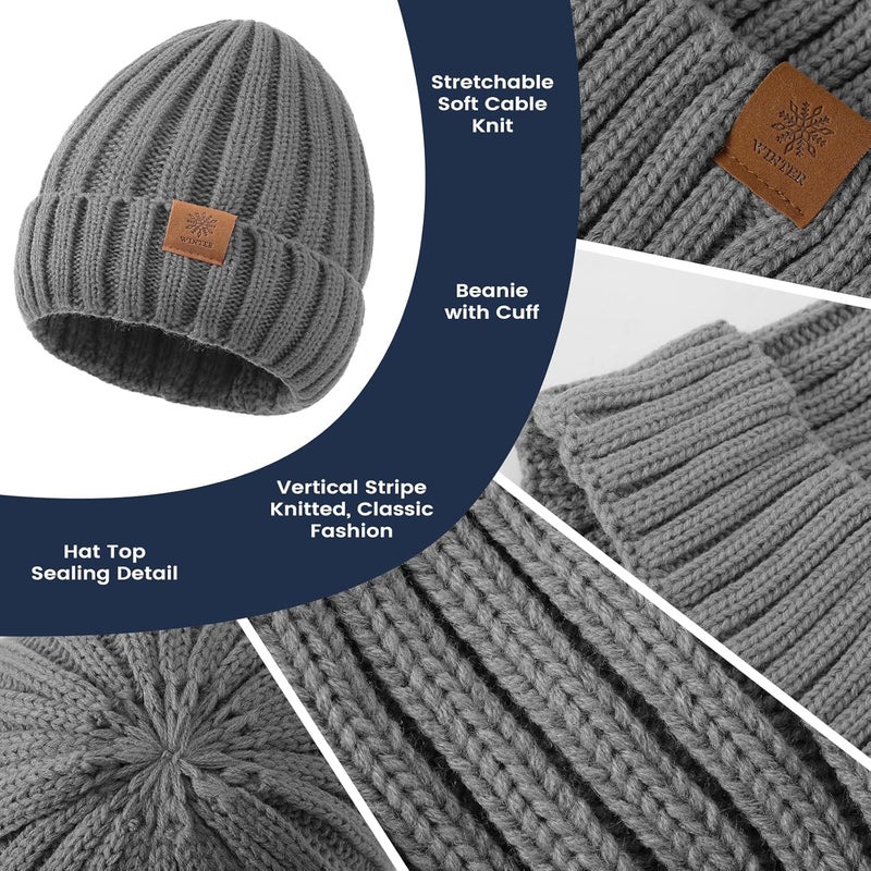 Premillow Women Winter Hat Beanie+Long Scarf+Touch Screen Gloves Set, Warm Clothes Set with Knit Fleece Lined for Women/Men Winter - Image 3